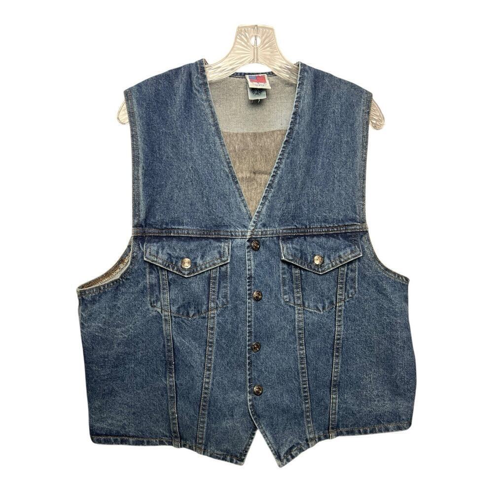 Men's Motorcycle Blue Denim Blue Ridge Parkway Vest Large